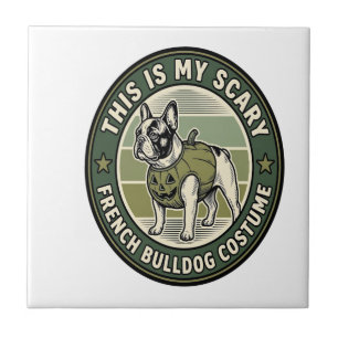 Französische Bulldogge Halloween Grusel Kostüm Fliese