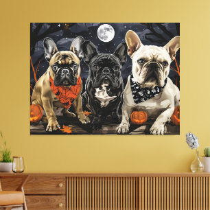 Französische Bulldogge Halloween Gruselig Leinwanddruck