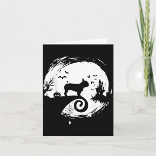 Französische Bulldogge Halloween-Kostüm Mond-Silho Karte
