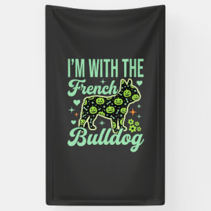Französische Bulldogge Halloween-Kürbismuster-Desi Banner