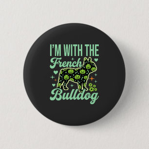 Französische Bulldogge Halloween-Kürbismuster-Desi Button
