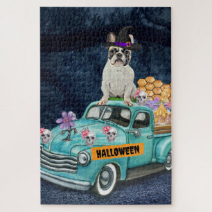 Französische Bulldogge Halloween-LKW Gruselige Nac