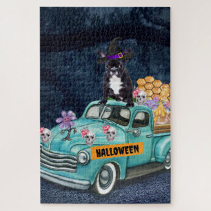 Französische Bulldogge Halloween-LKW Gruselige Nac