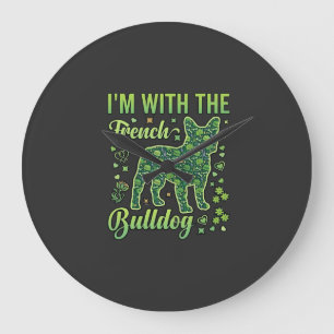 Französische Bulldogge Halloween Macaron Eiffeltur Große Wanduhr