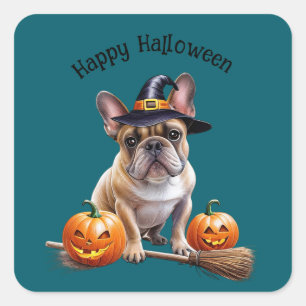 Französische Bulldogge Halloween Quadratischer Aufkleber