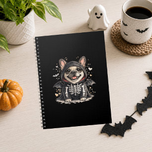 Französische Bulldogge Halloween Süßer Skelett Notizblock