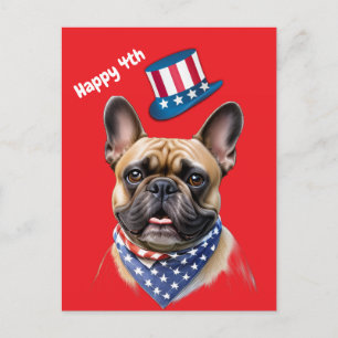 Französische Bulldogge Happy 4.Juli French Bulldog Postkarte