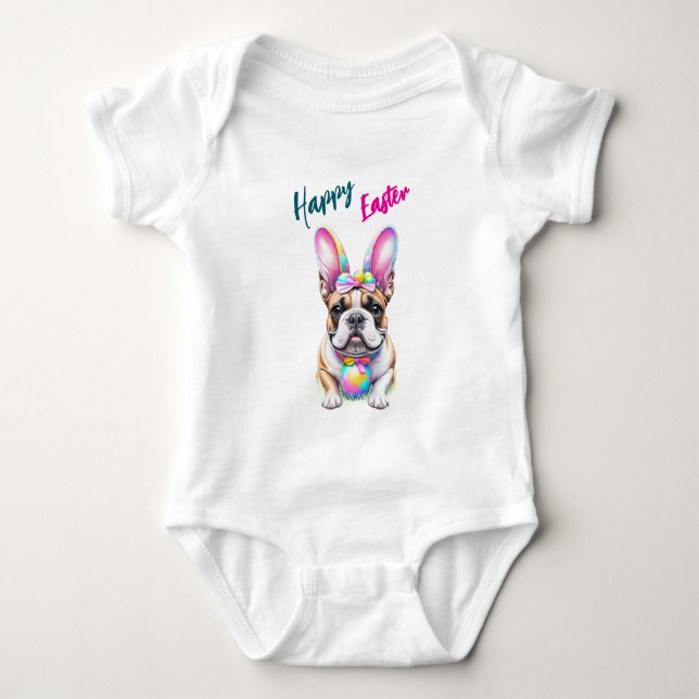 Französische Bulldogge Happy Easter French Bulldog Baby Strampler (Vorderseite)