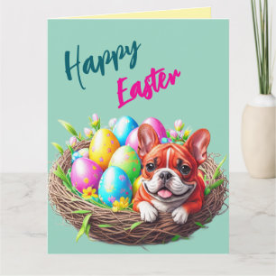 Französische Bulldogge Happy Easter French Bulldog Karte