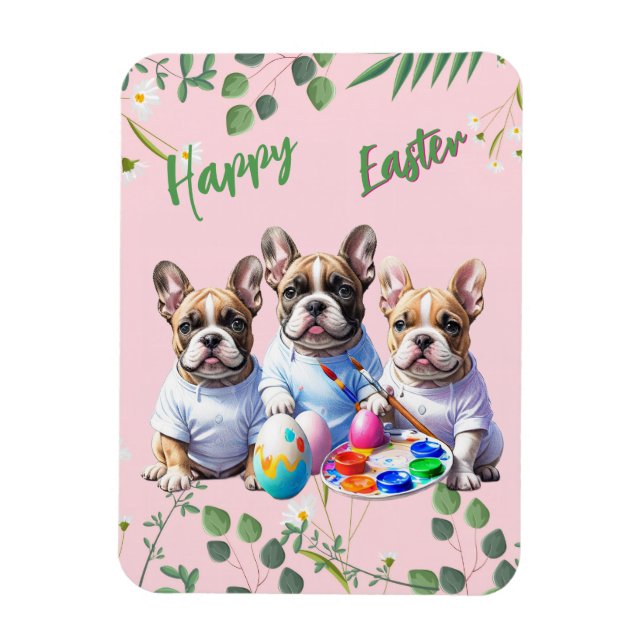 Französische Bulldogge Happy Easter French Bulldog Magnet (Vertikal)