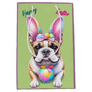 Französische Bulldogge Happy Easter French Bulldog Mittlere Geschenktüte