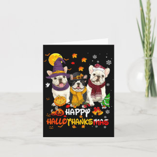 Französische Bulldogge Happy Hallothanksmas Hunde Karte