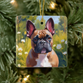 Französische Bulldogge | Haustiermalerei Hundekuns Keramikornament