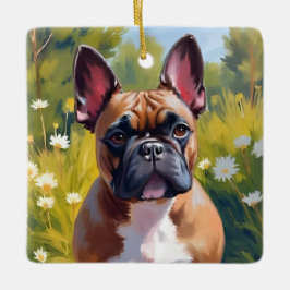Französische Bulldogge | Haustiermalerei Hundekuns Keramikornament