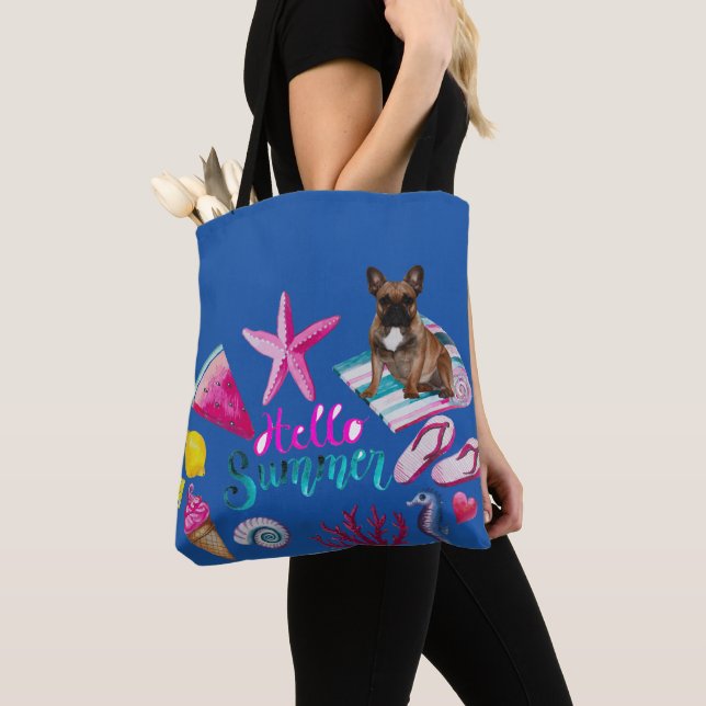 Französische Bulldogge Hello Summer French Bulldog Tasche (Von Nahem)