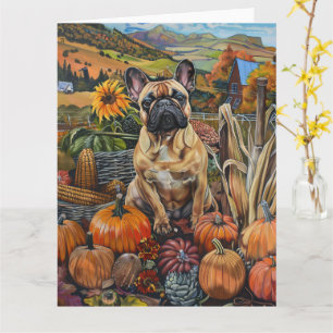 Französische Bulldogge Herbsternte Thanksgiving Karte