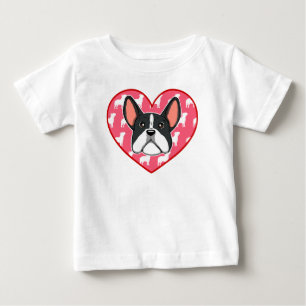 Französische Bulldogge Herz Baby T-shirt