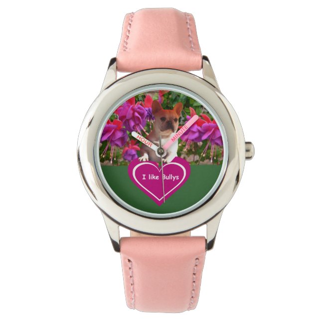 Französische Bulldogge Herz French Bulldog Mutter Armbanduhr (Vorderseite)