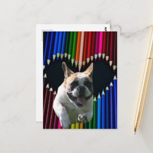 französische Bulldogge Herz French Bulldog  Postkarte
