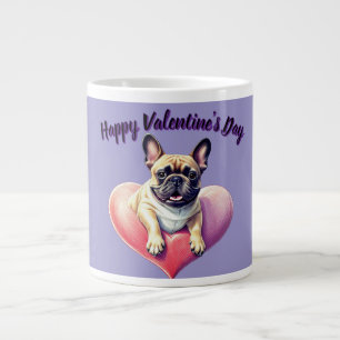 Französische Bulldogge Herz Valentinstags Jumbo-Tasse