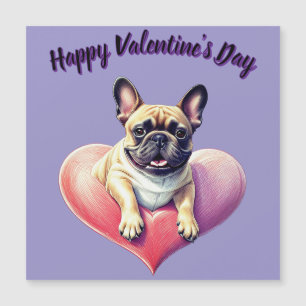 Französische Bulldogge Herz Valentinstags  Magnetkarte