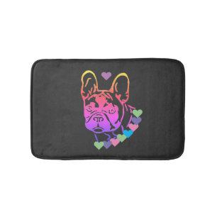 Französische Bulldogge Herzhalsband French Bulldog Badematte