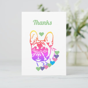 Französische Bulldogge Herzhalsband French Bulldog Dankeskarte