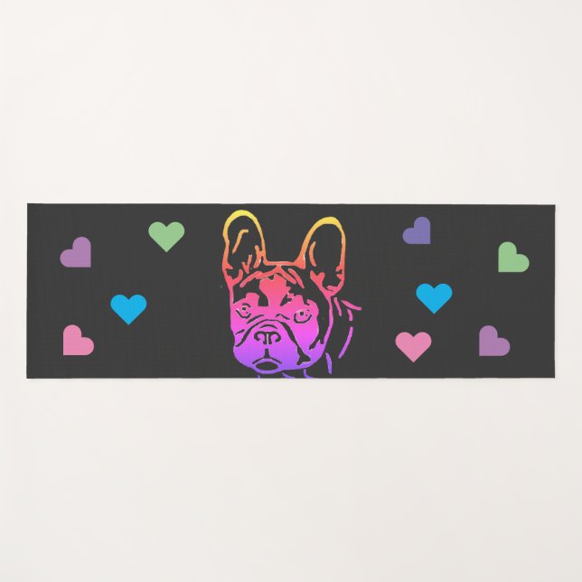 Französische Bulldogge Herzhalsband French Bulldog Yogamatte (Vorderseite (Horizontal))