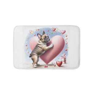 Französische Bulldogge Herzsprung French Bulldog Badematte