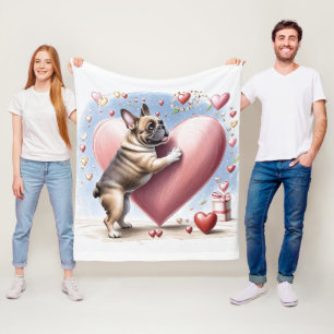 Französische Bulldogge Herzsprung French Bulldog  Fleecedecke
