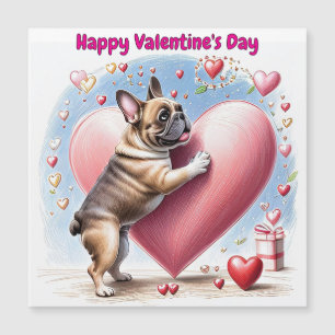 Französische Bulldogge Herzsprung French Bulldog Magnetkarte