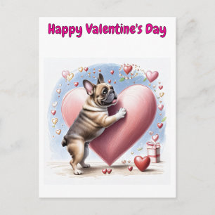 Französische Bulldogge Herzsprung French Bulldog  Postkarte