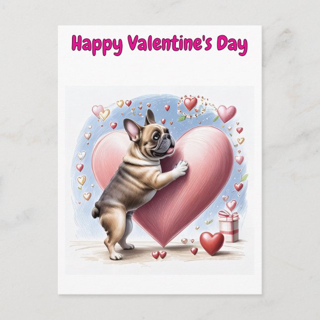 Französische Bulldogge Herzsprung French Bulldog  Postkarte (Vorderseite)