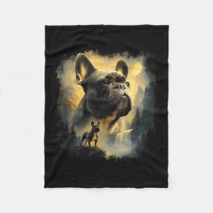 Französische Bulldogge heult zum Mond Meme 90er Ti Fleecedecke