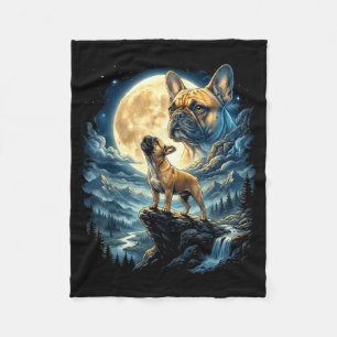 Französische Bulldogge heult zum Mond Tier Meme 90 Fleecedecke