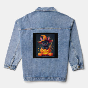 Französische Bulldogge Hexe Kürbis Halloween Männe Jeansjacke