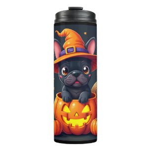 Französische Bulldogge Hexe Kürbis Halloween Männe Thermosbecher