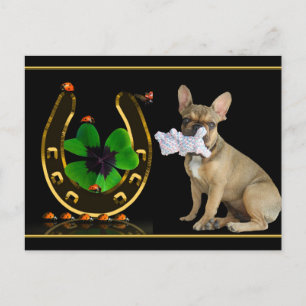 Französische Bulldogge Hufeisen French Bulldog Postkarte