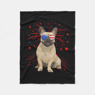 Französische Bulldogge Hund Amerikanische Flagge 4 Fleecedecke