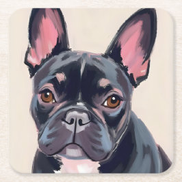 Französische Bulldogge Hund Aquarell Haustiermaler Rechteckiger Pappuntersetzer