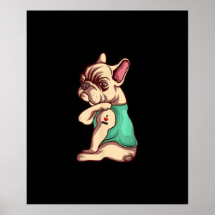Französische Bulldogge Hund ich liebe Mama Tattoo  Poster