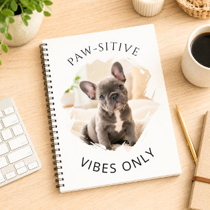 Französische Bulldogge Hund Positive vibes only Fo Notizblock