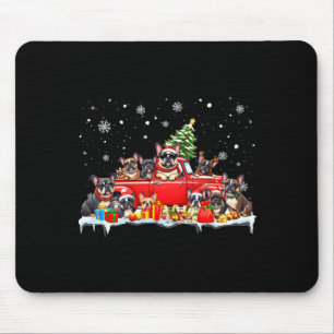 Französische Bulldogge Hund Rotes Lastwagen Weihna Mousepad