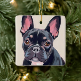 Französische Bulldogge Hund Wasserfarbe Haustierma Keramikornament