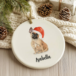 Französische Bulldogge Hund Weihnachten Keramik Ornament
