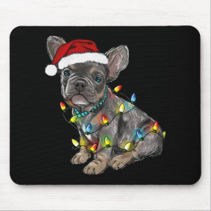 Französische Bulldogge Hund Weihnachtsbeleuchtung Mousepad