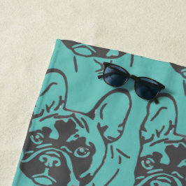 Französische Bulldogge Hundekopf French Bulldog Strandtuch