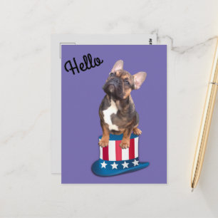 Französische Bulldogge Hut French Bulldog Postkarte