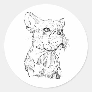 Französische Bulldogge Illustration, Personalisier Runder Aufkleber