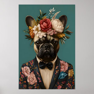 Französische Bulldogge im Anzug Poster, Französisc Poster